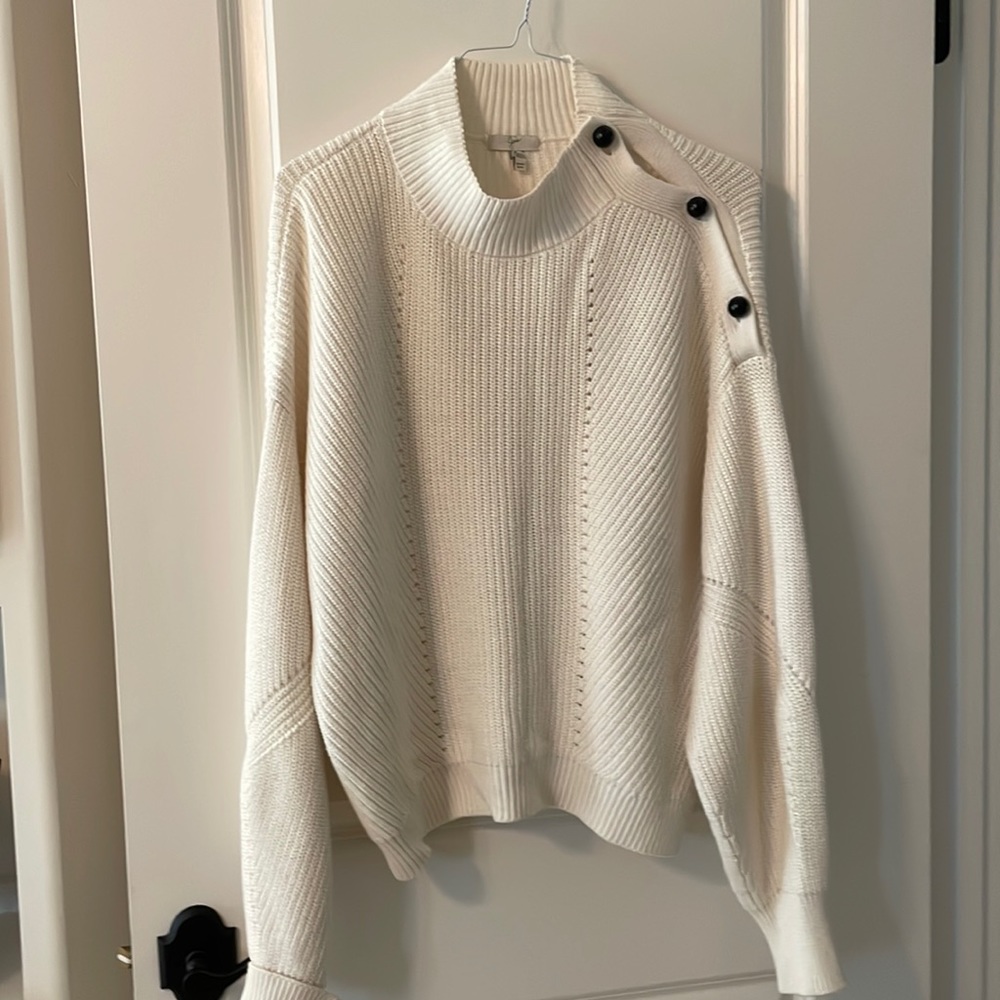 Cream with black round buttons 95% cotton 5% cashmere sweater